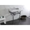Kingston Brass 30 Carrara Marble Console Sink with Brass Legs, Marble WhitePolished Chrome LMS30MBSQ1 - alternate 2